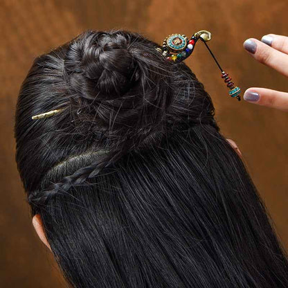 Retro Tibetan Hairpin Chinese Style Pendant Hair Accessories - Lunaria