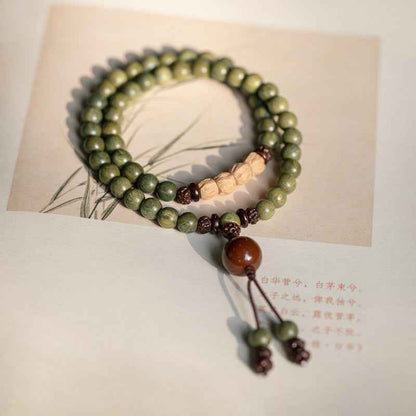 Green Sandalwood Buddhist Beads Bracelet Passion Fruit Seed Bracelet Couple Ethnic Style - Lunaria