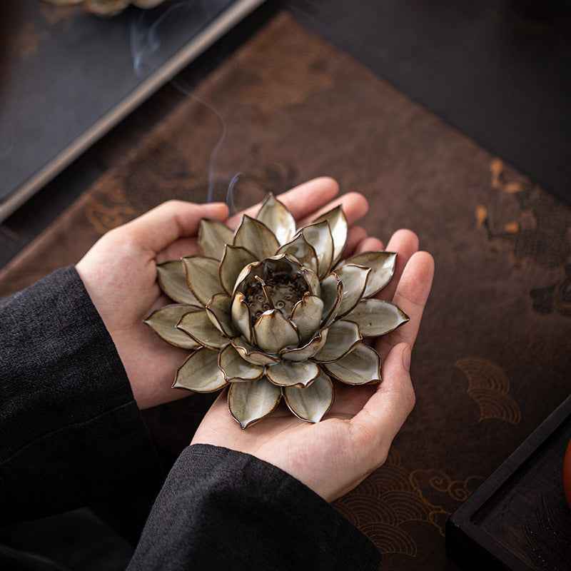 Incense Stick Lotus Plate Incense Burner Household Ceramic Ornaments - Lunaria