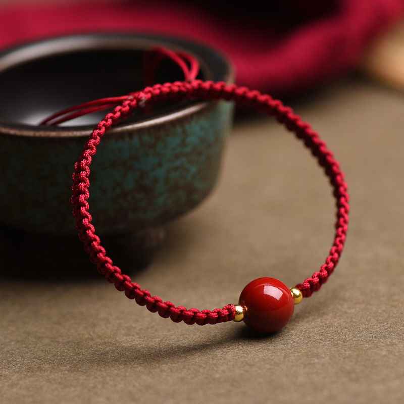 Natural Cinnabar Couple Bracelet Pure Handmade Gemstone Protection Bracelet - Lunaria
