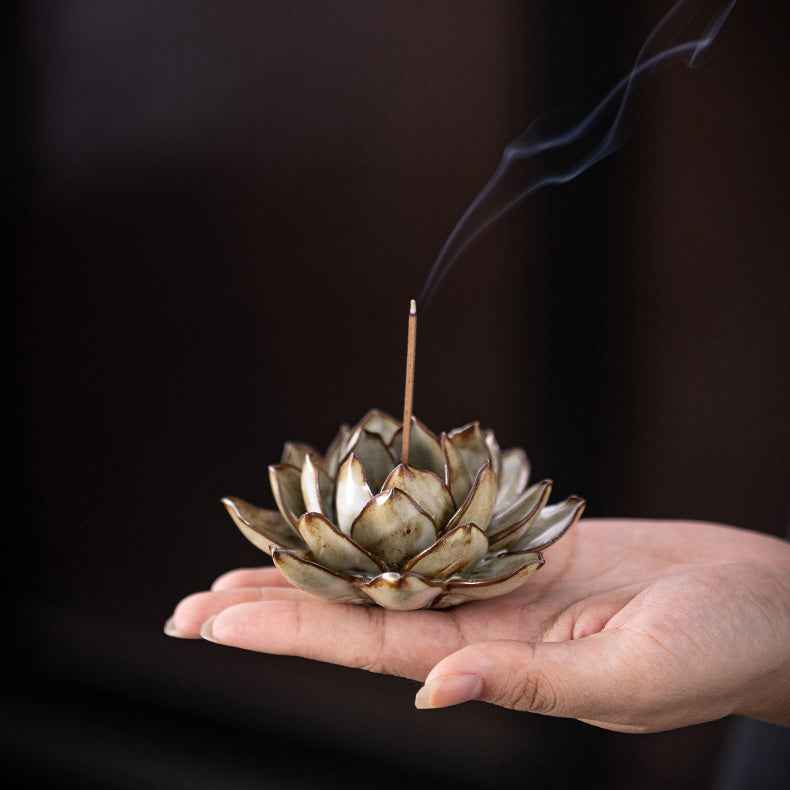 Incense Stick Lotus Plate Incense Burner Household Ceramic Ornaments - Lunaria