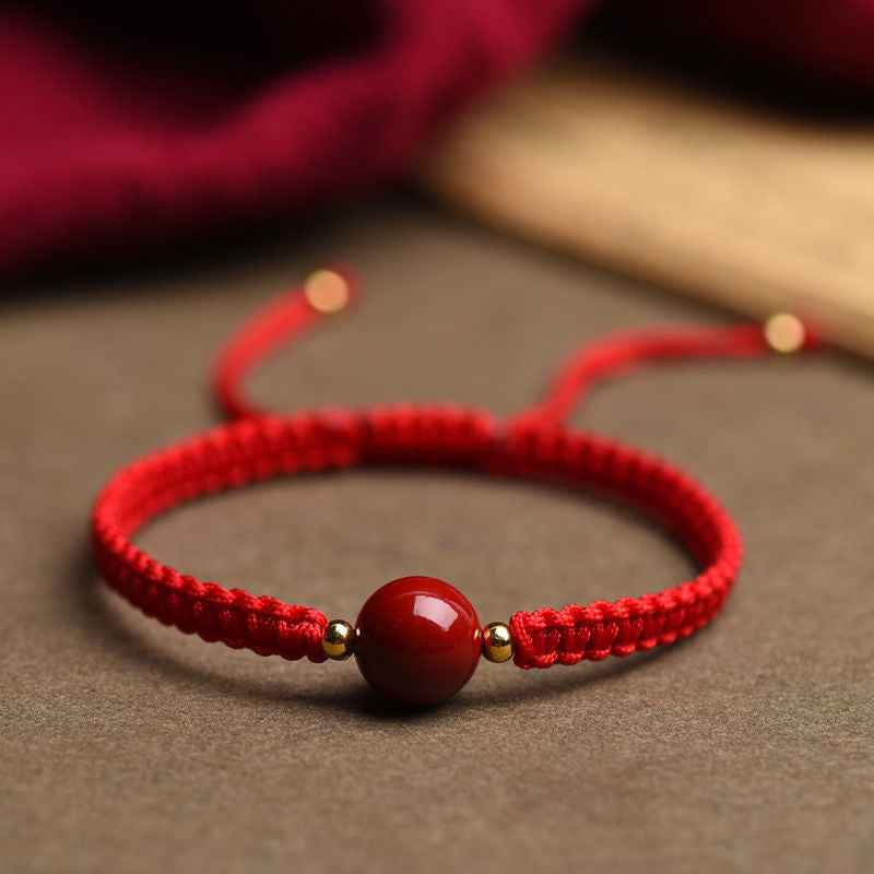 Natural Cinnabar Couple Bracelet Pure Handmade Gemstone Protection Bracelet - Lunaria