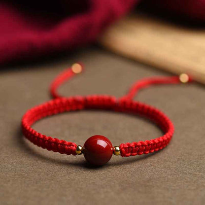 Natural Cinnabar Couple Bracelet Pure Handmade Gemstone Protection Bracelet - Lunaria