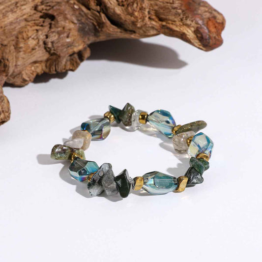 Vintage Natural Stone Agate Crystal Beaded Bracelet Irregular Stone - Lunaria