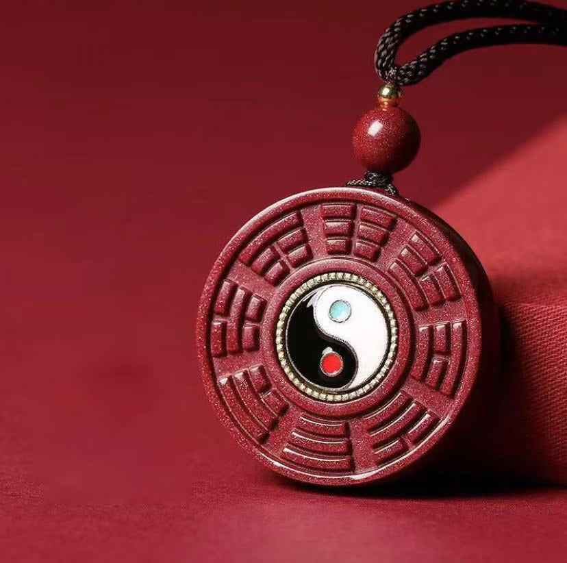 Cinnabar Tai Chi Bagua Rotatable Pendant Zodiac Year Necklace Sweater Chain Pendant - Lunaria