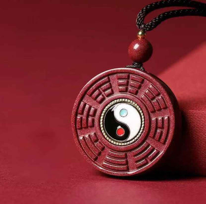 Cinnabar Tai Chi Bagua Rotatable Pendant Zodiac Year Necklace Sweater Chain Pendant - Lunaria