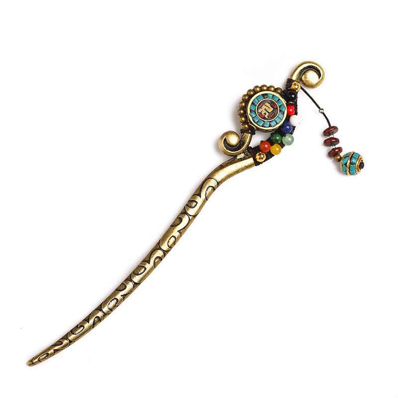 Retro Tibetan Hairpin Chinese Style Pendant Hair Accessories - Lunaria