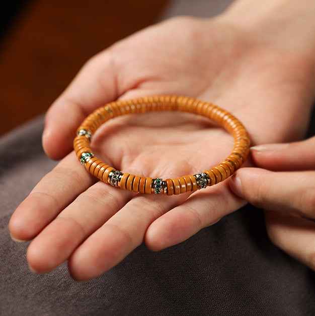 Olive Kernel High Oil Tablet Beads Bracelet Old Money Style - Lunaria