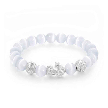 Silver Pixiu Obsidian Bracelet Cat's Eye Stone Couple Bracelet Valentine's Day Gift - Lunaria