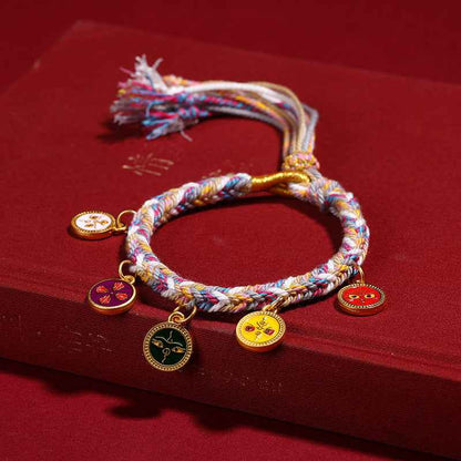 Tibetan Five God of Wealth Bracelet Zhajiram Thangka Hand-woven Rope - Lunaria