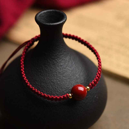 Natural Cinnabar Couple Bracelet Pure Handmade Gemstone Protection Bracelet - Lunaria