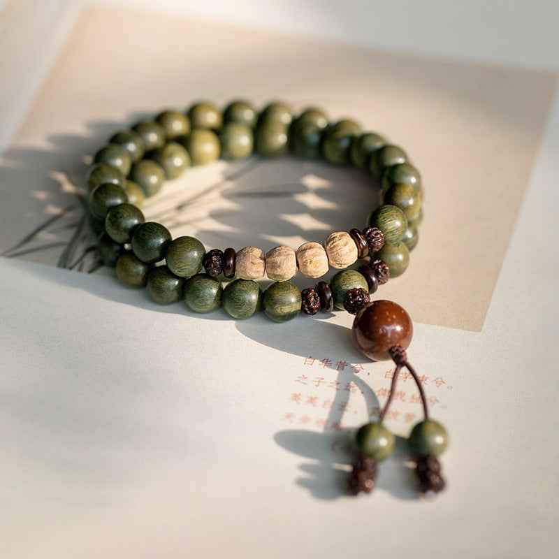 Green Sandalwood Buddhist Beads Bracelet Passion Fruit Seed Bracelet Couple Ethnic Style - Lunaria