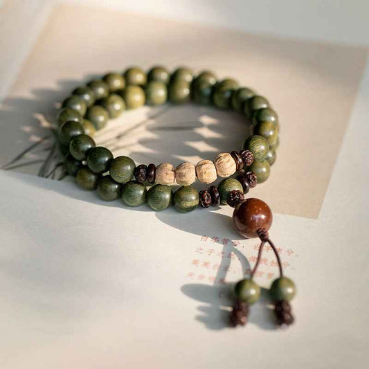 Green Sandalwood Buddhist Beads Bracelet Passion Fruit Seed Bracelet Couple Ethnic Style - Lunaria