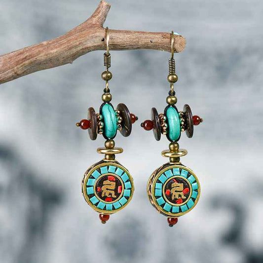 Nepalese Exotic Tibetan Earrings Ethnic Style Personalized Handmade Earrings - Lunaria