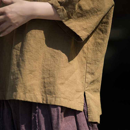 Causal Half Sleeve Ramie Linen Cotton T-shirt Tee Women Top