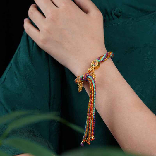 Tibetan Om Mani Padme Hum Dreamcatcher Luck Reincarnation Knot String Bracelet - Lunaria