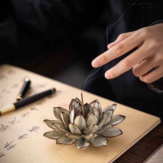 Incense Stick Lotus Plate Incense Burner Household Ceramic Ornaments - Lunaria
