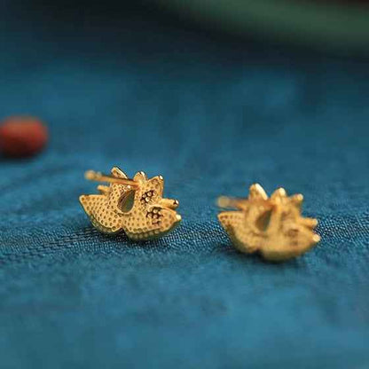 Lotus Hetian Jade Earrings Enamel Exquisite Earrings - Lunaria