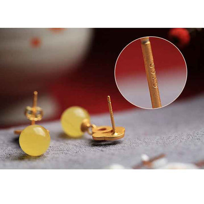 925 Silver Lucy Ruyi Earrings Enamel Retro Drop Earrings - Lunaria