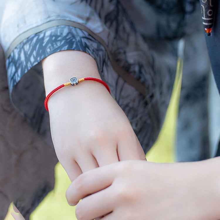 Hand-woven Chinese Zodiac Bracelet 925 Silver Lucky Birth Year Protection Red Rope - Lunaria