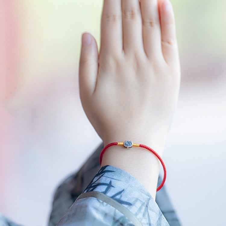 Hand-woven Chinese Zodiac Bracelet 925 Silver Lucky Birth Year Protection Red Rope - Lunaria