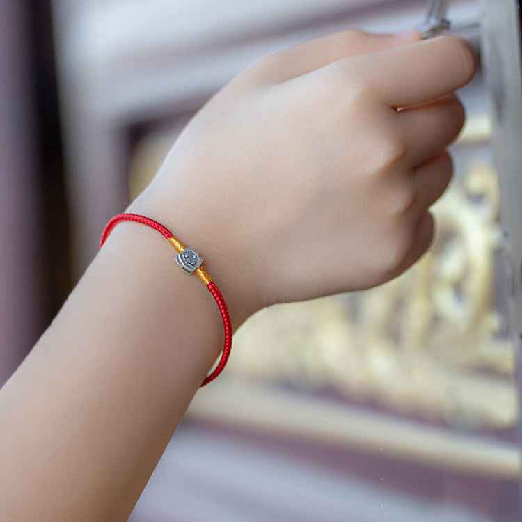 Hand-woven Chinese Zodiac Bracelet 925 Silver Lucky Birth Year Protection Red Rope - Lunaria
