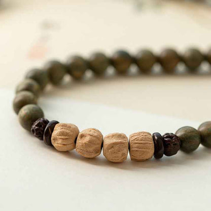 Green Sandalwood Buddhist Beads Bracelet Passion Fruit Seed Bracelet Couple Ethnic Style - Lunaria