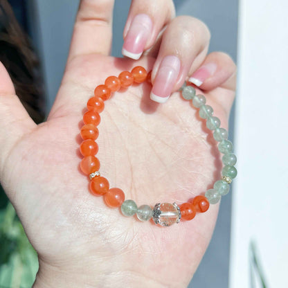 Natural Agate Green Strawberry Crystal Niche Bracelet - Lunaria