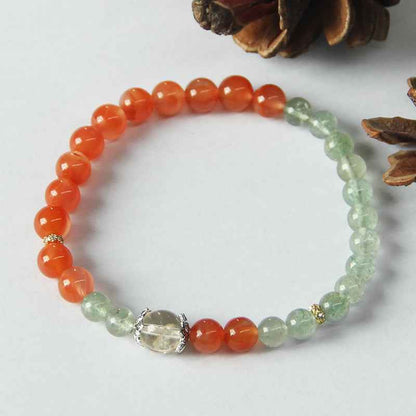 Natural Agate Green Strawberry Crystal Niche Bracelet - Lunaria