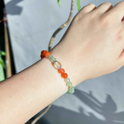 Natural Agate Green Strawberry Crystal Niche Bracelet - Lunaria