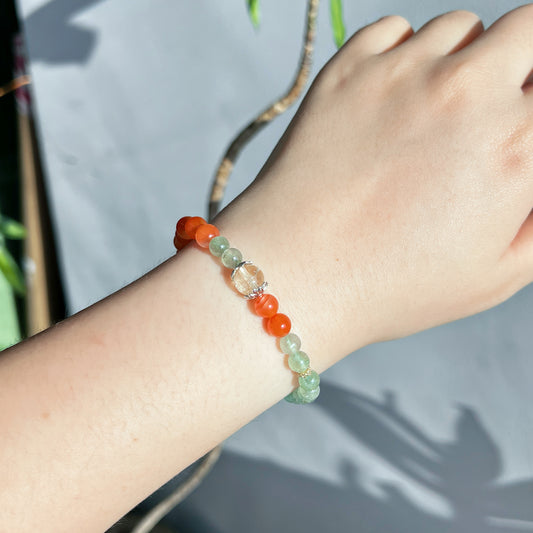 Natural Agate Green Strawberry Crystal Niche Bracelet