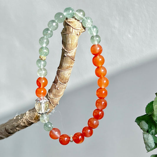 Natural Agate Green Strawberry Crystal Niche Bracelet