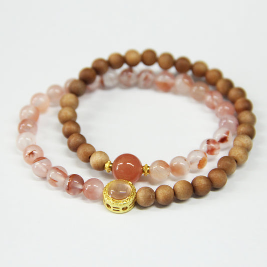 New Chinese Style Luxury Grapefruit Crystal Sandalwood Bracelet