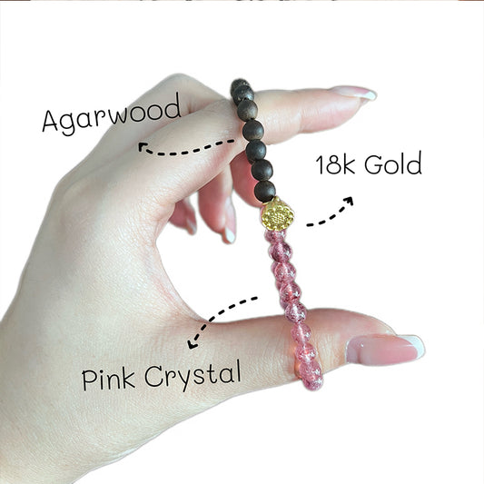 Pink Amore Memento Agarwood Bracelet - Lunaria
