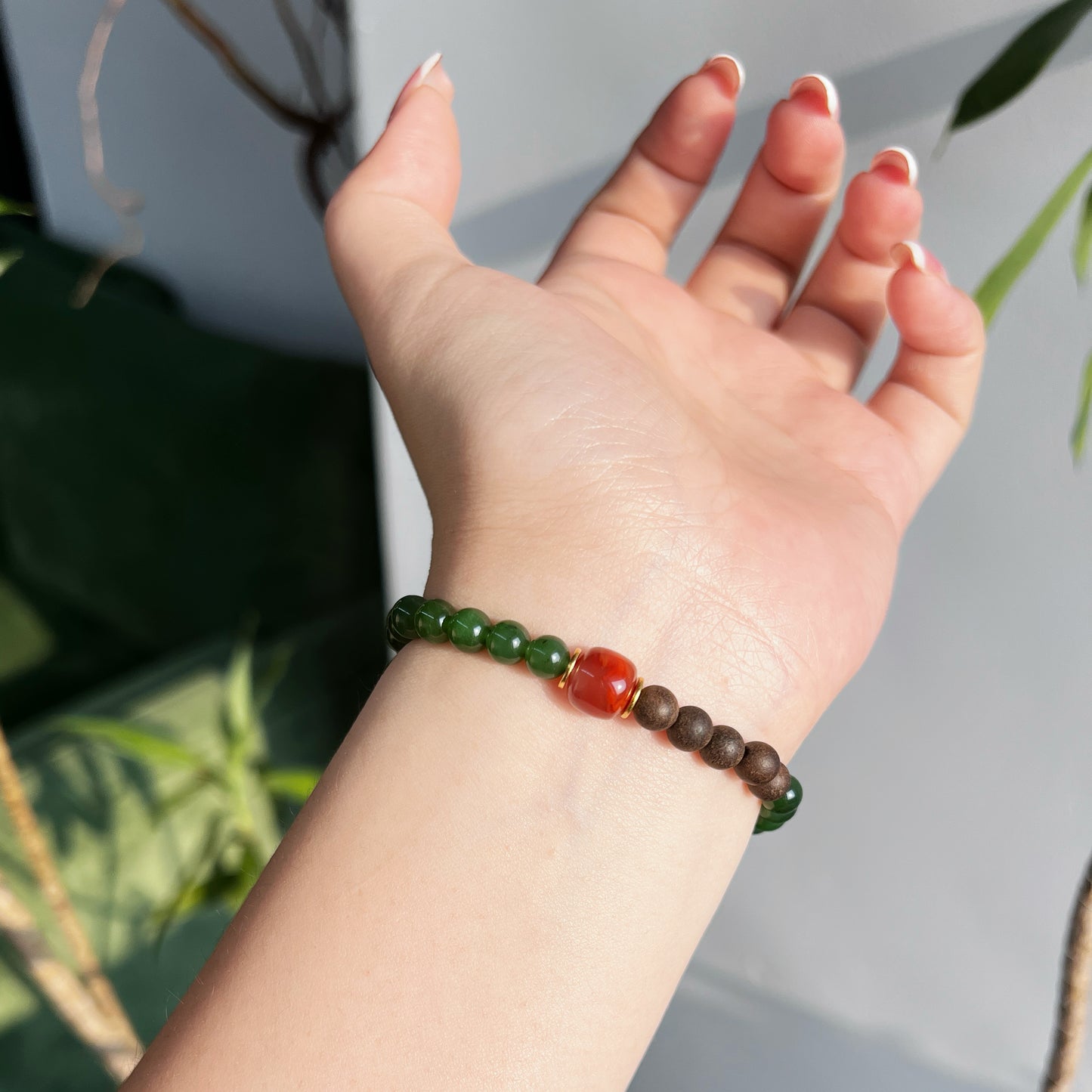 Forest Ruby Elegance Agarwood Bracelet - Lunaria