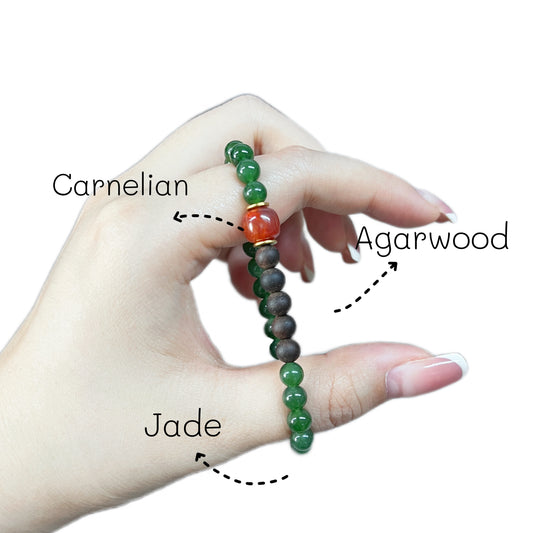 Forest Ruby Elegance Agarwood Bracelet - Lunaria