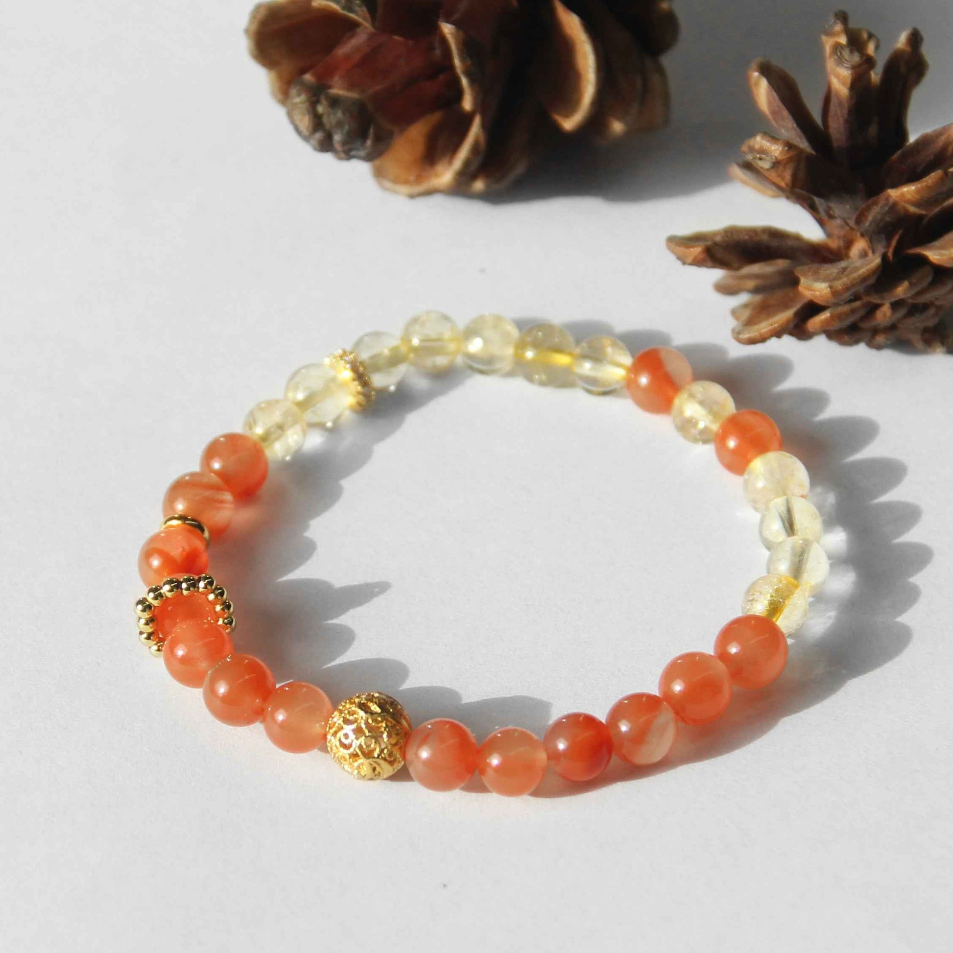 New Chinese Style Yellow Crystal Natural Agate Bracelet - Lunaria