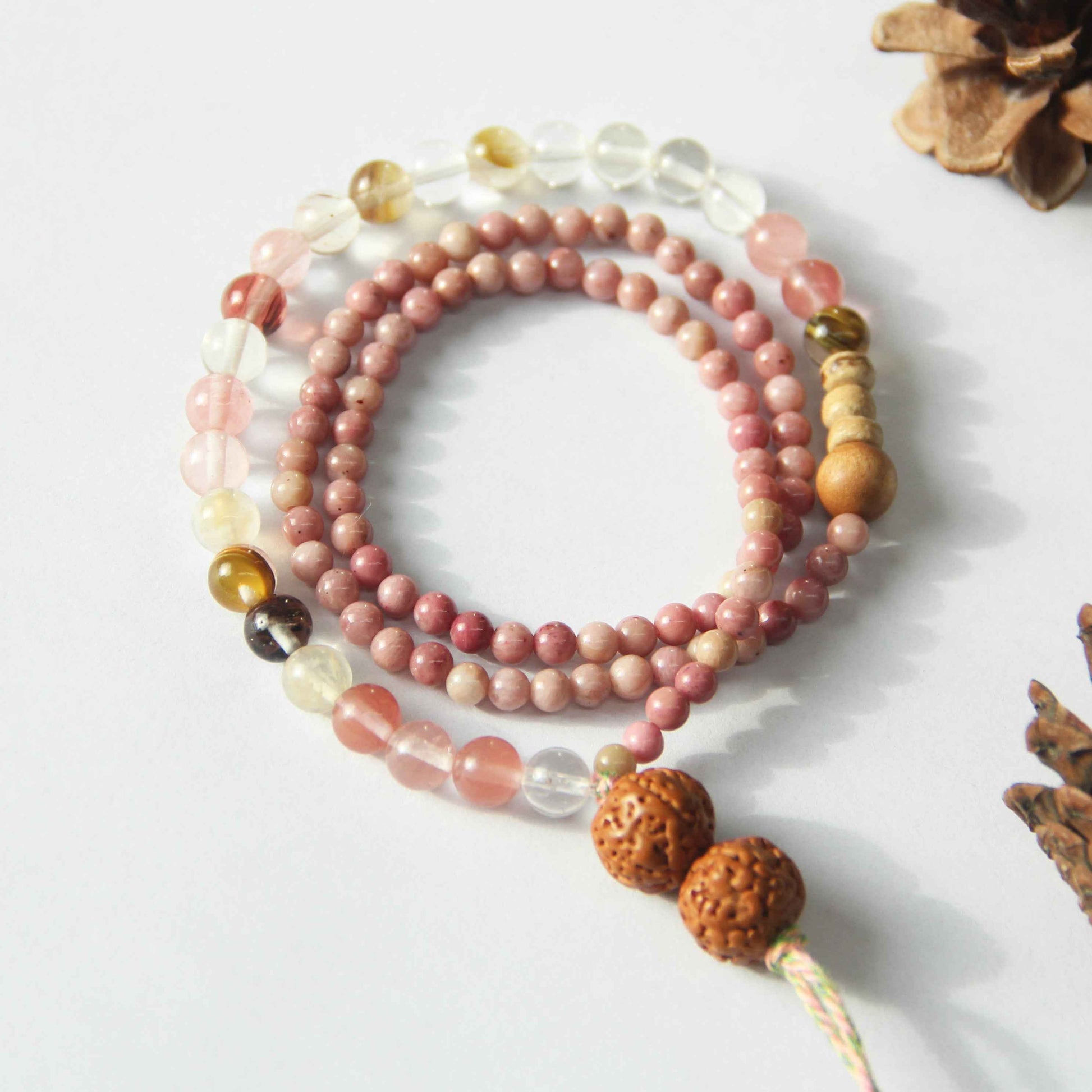 Girly Pink Rhodonite Gemstone Bracelet Niche Design - Lunaria