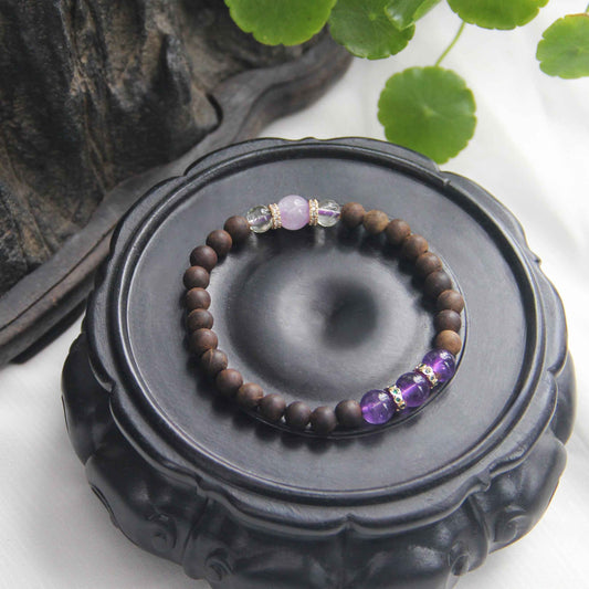 Purple Crystal Agarwood Bracelet Elegant Buddha Style Stone - Lunaria