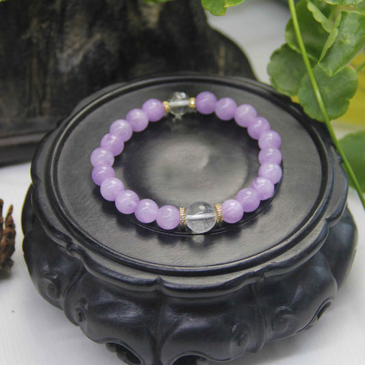 New Chinese Style Purple Jade White Crystal Bracelet - Lunaria