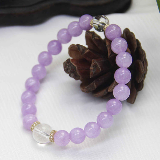 New Chinese Style Purple Jade White Crystal Bracelet - Lunaria
