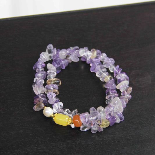 Purple Crystal Amethyst Bracelet Natural Gemstone Double Circle Bracelet - Lunaria