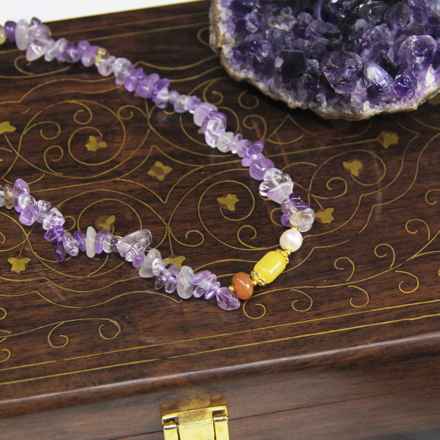 Purple Crystal Amethyst Bracelet Natural Gemstone Double Circle Bracelet - Lunaria