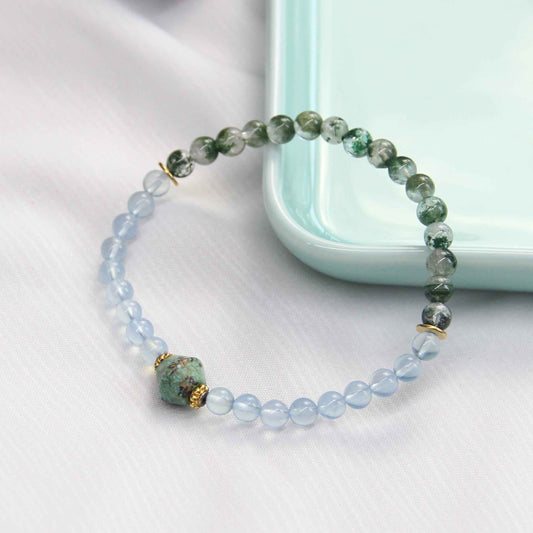 Natural Turquoise Aquamarine Green Ghost Crystal Gemstone Bracelet - Lunaria
