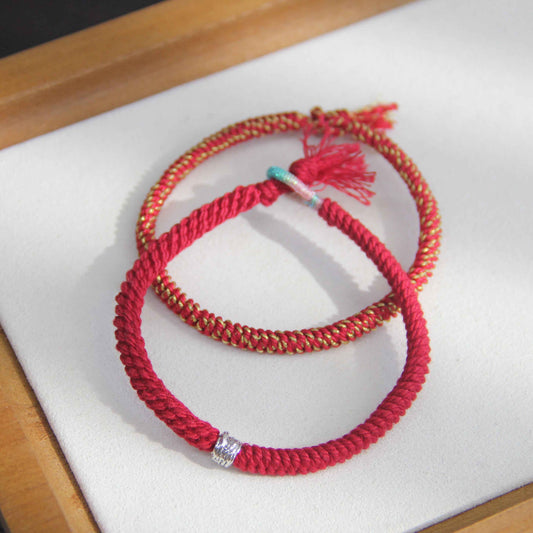 Hand-woven Lucky Red String Stacking Bracelet 2PCs - Lunaria