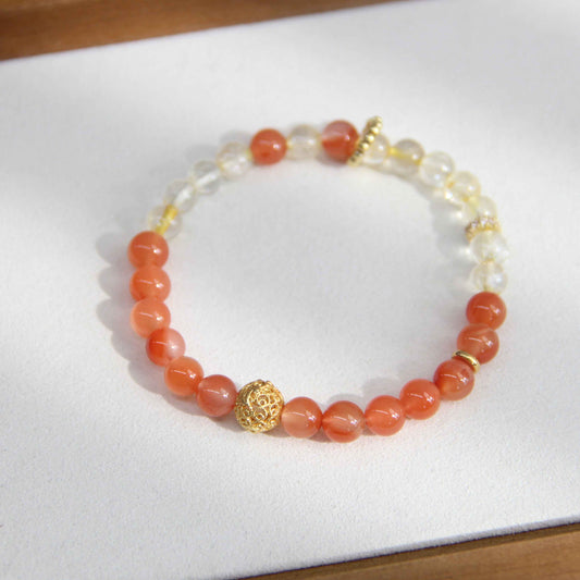 New Chinese Style Yellow Crystal Natural Agate Bracelet - Lunaria