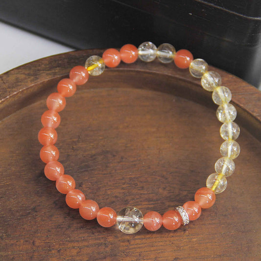 New Chinese Style Natural South Red Stone Citrine Bracelet With Multiple Circles - Lunaria