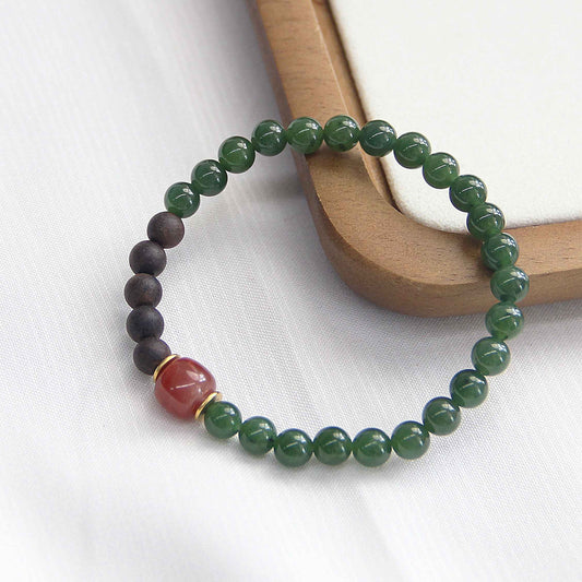 Forest Ruby Elegance Agarwood Bracelet - Lunaria