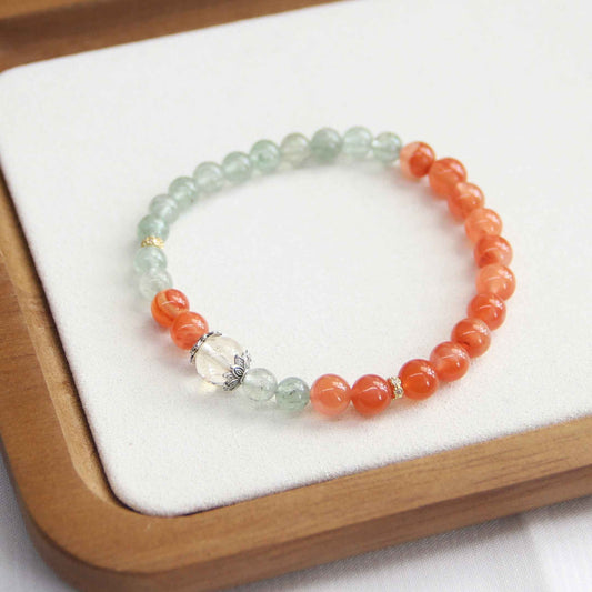 Natural Agate Green Strawberry Crystal Niche Bracelet - Lunaria
