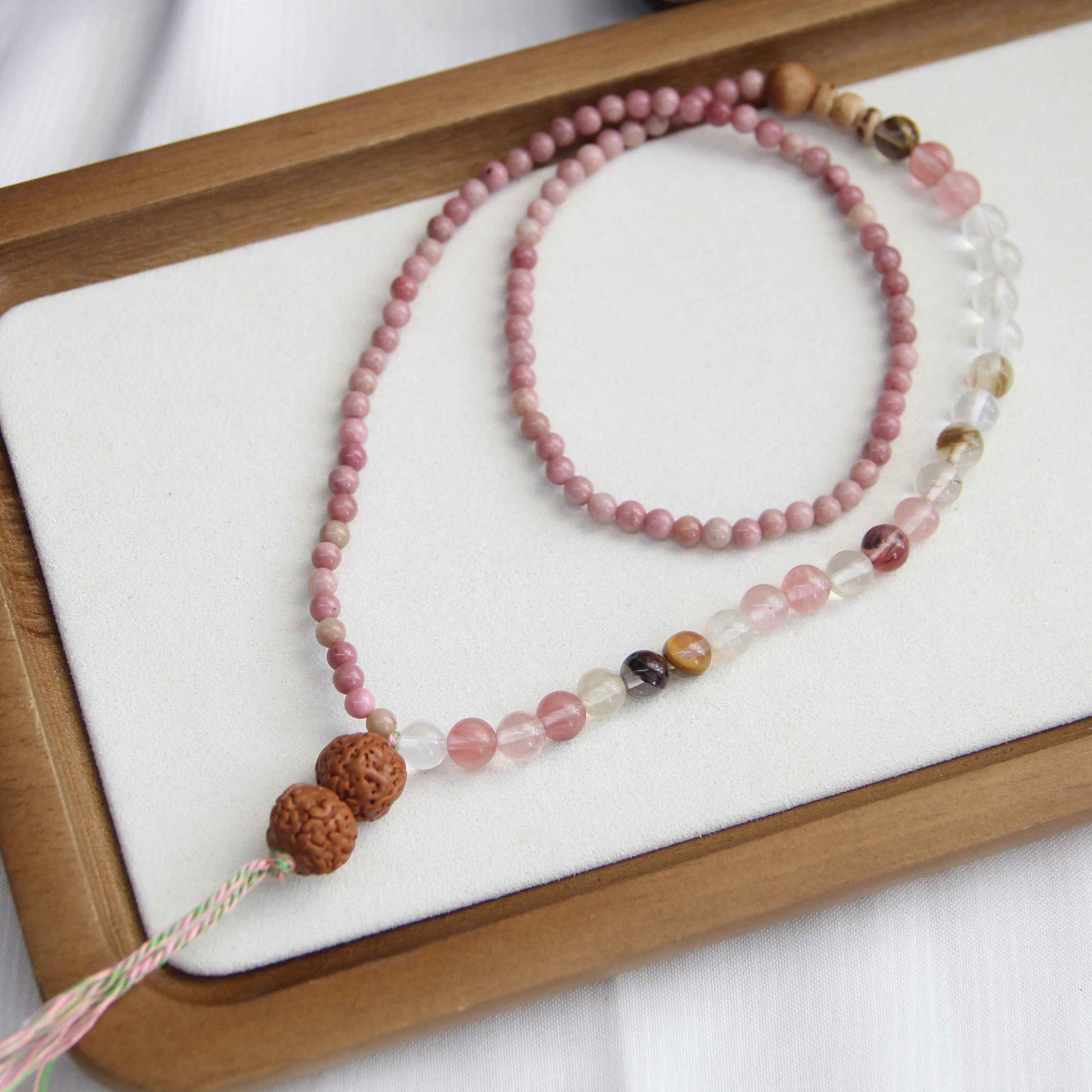Girly Pink Rhodonite Gemstone Bracelet Niche Design - Lunaria